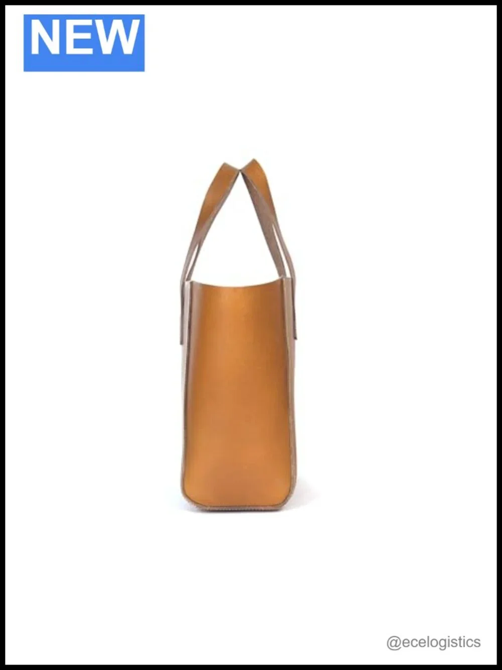 Classic Leather Tote Bag Raw Shopper Women's Handbag Contrast Stitching